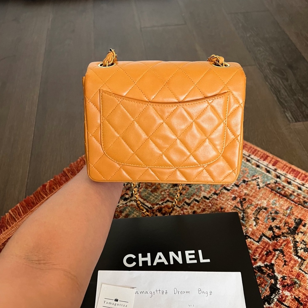 Chanel Classic Vintage Mini Square Orange Flap Bag - Picture 4 of 11